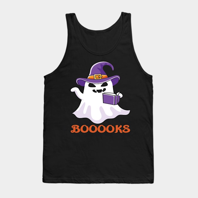 Halloween Booooks Ghost Reading Tank Top by frondorfelda